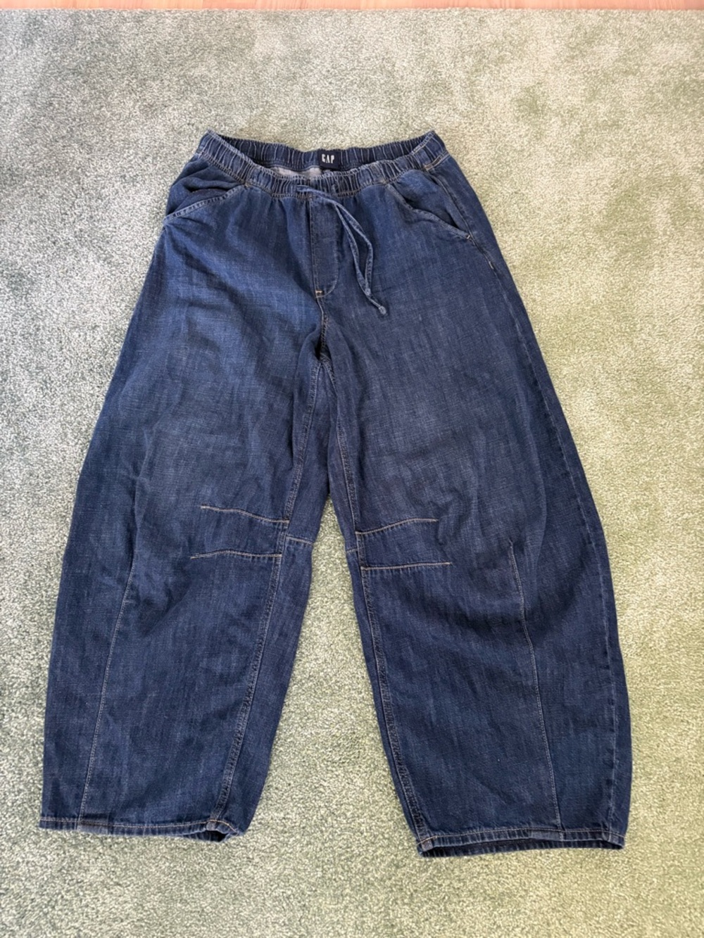 GAP Dark Blue Wide-Leg Drawstring Jeans